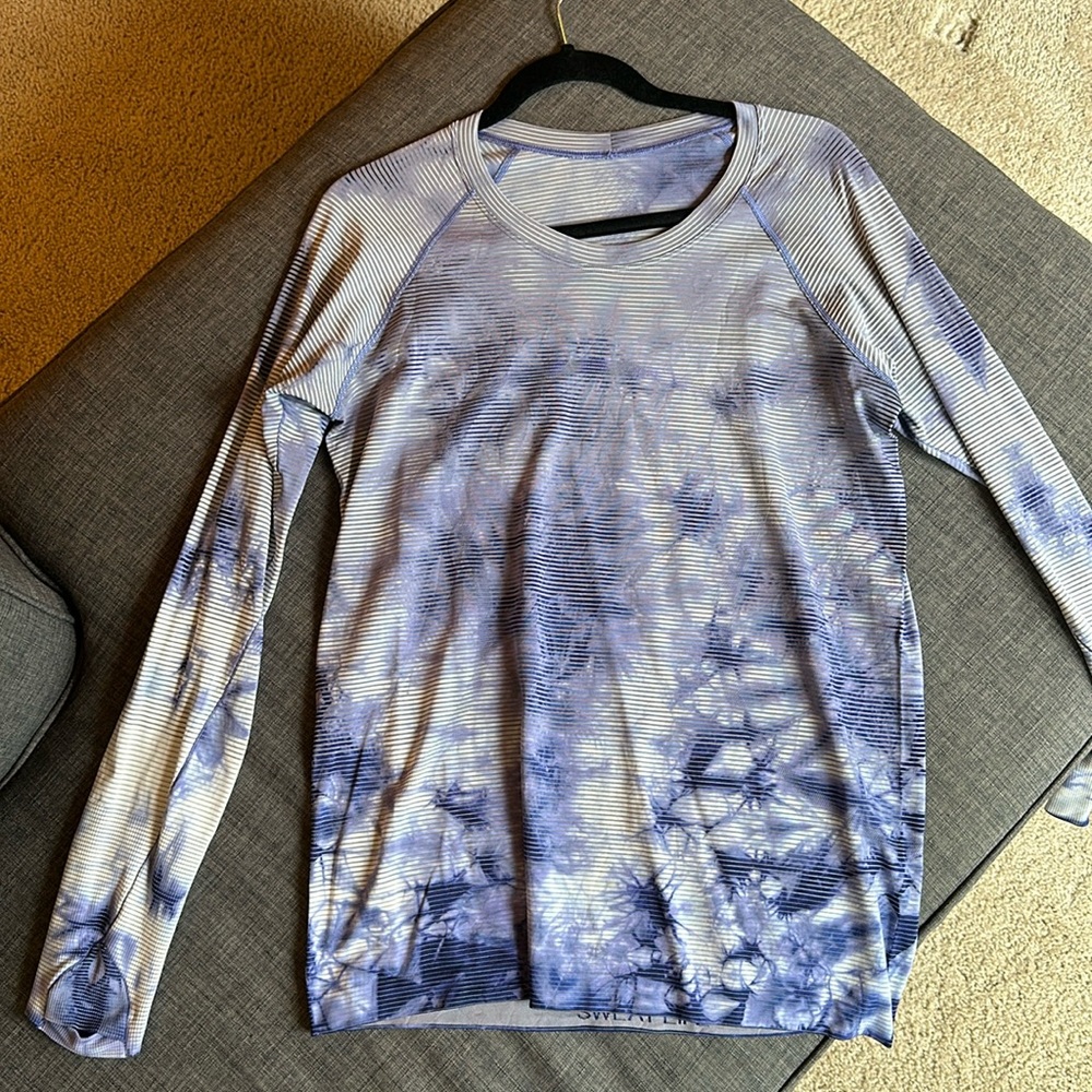 Lululemon long sleeve swiftly tech, Shibori Stripe Midnight Orchid, sz 12